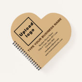 Zakelijk merk op lichtbruin hartvormig vormgegeven notitieboek (Voorkant)