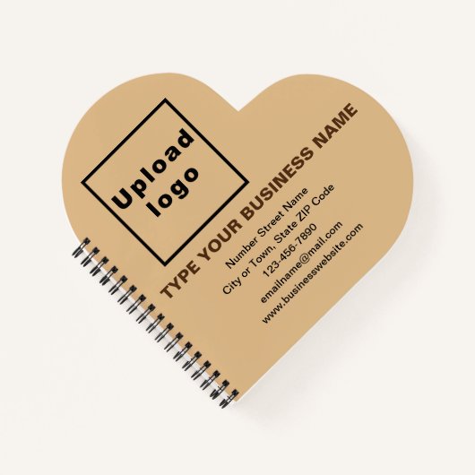 Zakelijk merk op lichtbruin hartvormig vormgegeven notitieboek (Voorkant)