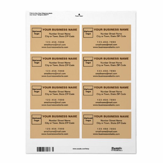 Zakelijk merk op lichtbruin verzendlabel (Full Sheet)