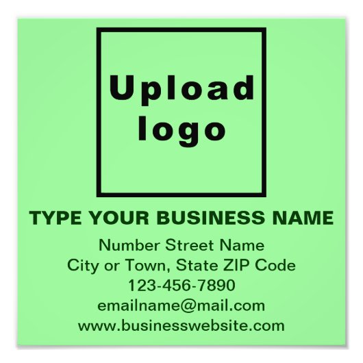 Zakelijk merk op lichtgroen vierkant fotoprint foto afdruk (Voorkant)