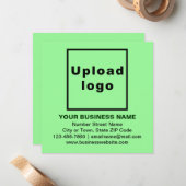 Zakelijk merk op lichtgroen vierkant vlak notitiekaartje (Voorkant / Achterkant in situ)