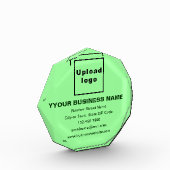 Zakelijk merk op lichtgroene achthoekvorm fotoblokken (Links)