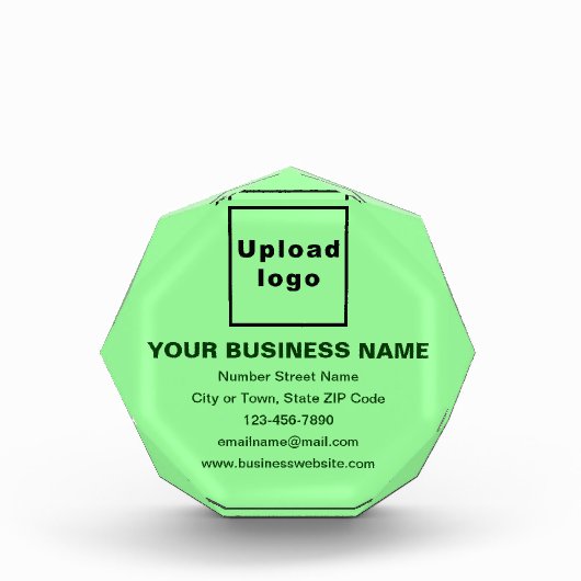 Zakelijk merk op lichtgroene achthoekvorm fotoblokken (Voorkant)