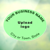 Zakelijk merk op lichtgroene ovale vorm raamsticker (Vel 3)