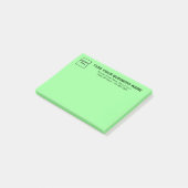 Zakelijk merk op lichtgroene rechthoek post-it® notes (Schuin)