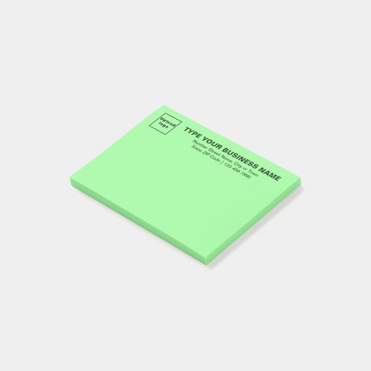 Zakelijk merk op lichtgroene rechthoek post-it® notes (Schuin)