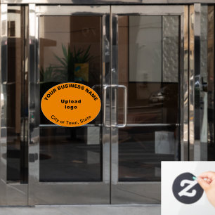 Zakelijk merk op oranje ovale vorm raamsticker