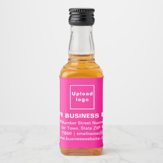 Zakelijk merk op roze kleine grootte likeurfles etiket (Voorkant)