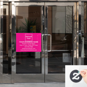Zakelijk merk op roze rechthoekige raamfolie raamsticker
