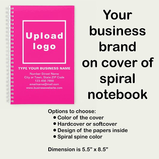 Zakelijk merk op roze spiraalvormig Notitieboek