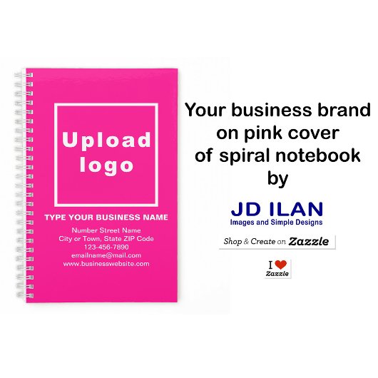 Zakelijk merk op roze spiraalvormig Notitieboek