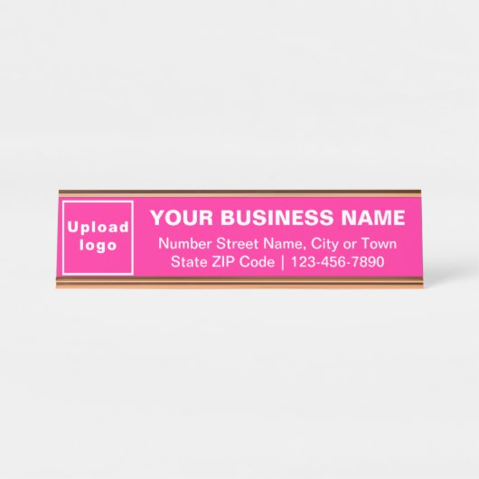 Zakelijk merk op Roze standaarddesk - Bord Bureau Naambordje (Voorkant)