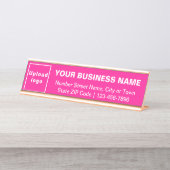 Zakelijk merk op Roze standaarddesk - Bord Bureau Naambordje (Voorkant)