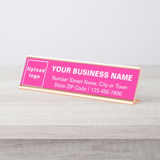 Zakelijk merk op Roze standaarddesk - Bord Bureau Naambordje (Voorkant)
