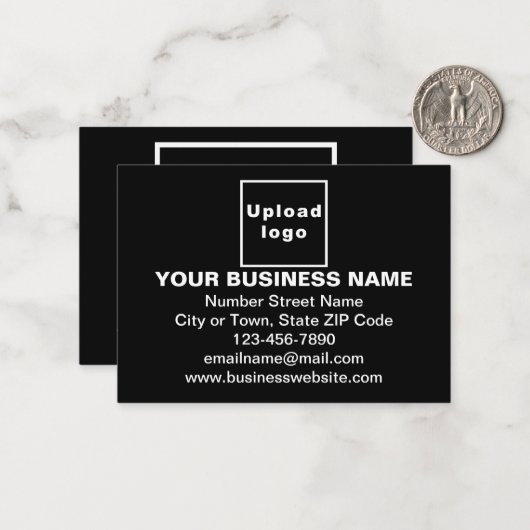 Zakelijk merk op Small Black Rectangle Flat Notitiekaartje (Voorkant / Achterkant in situ)