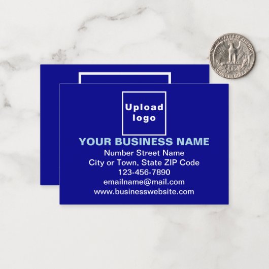 Zakelijk merk op Small Blue Rectangle Flat Notitiekaartje (Voorkant / Achterkant in situ)