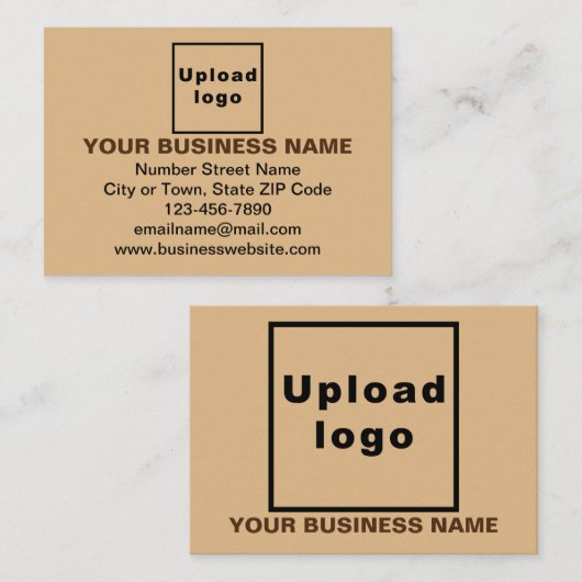 Zakelijk merk op Small Brown Rectangle Flat Notitiekaartje (Voorkant / Achterkant)