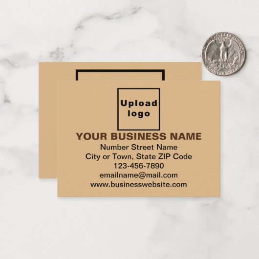 Zakelijk merk op Small Brown Rectangle Flat Notitiekaartje (Voorkant / Achterkant in situ)