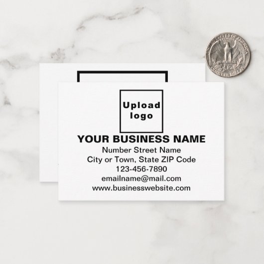 Zakelijk merk op Small White Rectangle Flat Notitiekaartje (Voorkant / Achterkant in situ)