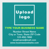 Zakelijk merk op teal groene vierkante raamsticker (Vel)