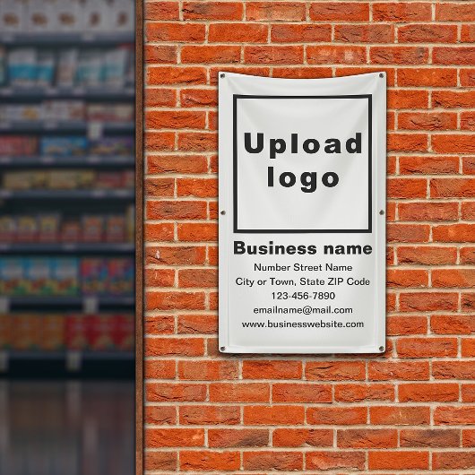 Zakelijk merk op witte portretbanner spandoek