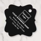 Zakelijk Merk op Zwart Fancy Vierkant Vorm Label (Achterkant)