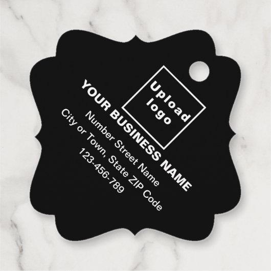 Zakelijk Merk op Zwart Fancy Vierkant Vorm Label (Achterkant)