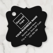 Zakelijk Merk op Zwart Fancy Vierkant Vorm Label (Voorkant)