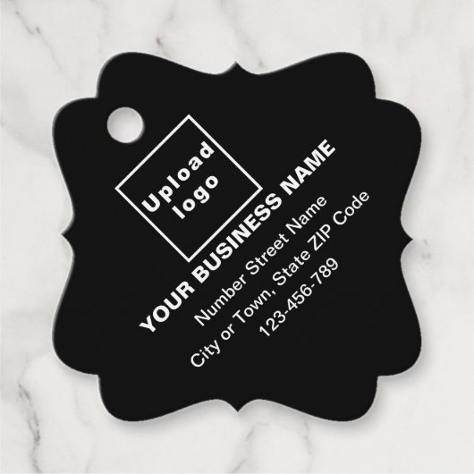 Zakelijk Merk op Zwart Fancy Vierkant Vorm Label (Voorkant)