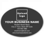 Zakelijk merk op zwart grote ovale vinyl Sticker (Voorkant)