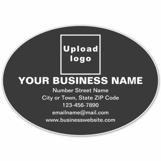Zakelijk merk op zwart grote ovale vinyl Sticker (Voorkant)