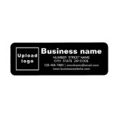 Zakelijk merk op zwart retouradres etiket (Voorkant)