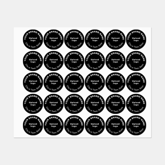 Zakelijk merk op zwart rond kledinglabel labels (Vel)