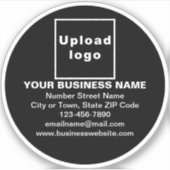 Zakelijk Merk op Zwart Ronde Vinyl Sticker (Voorkant)