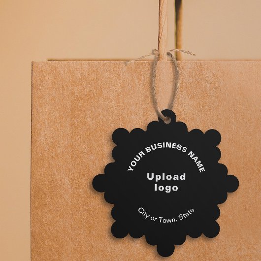 Zakelijk merk op zwart sneeuwvlok vorm papier ornament kaart