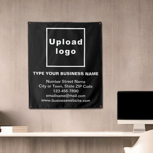 Zakelijk merk op zwart tapijt wandkleed