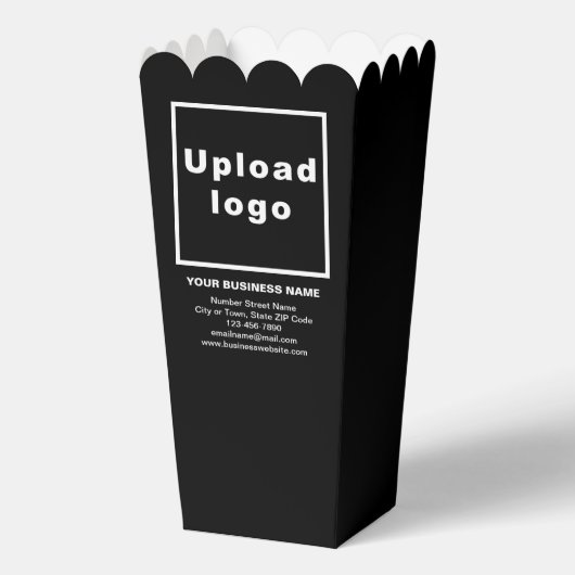 Zakelijk merk op Zwarte Popcorn Box Bedankdoosjes (Voorkant)