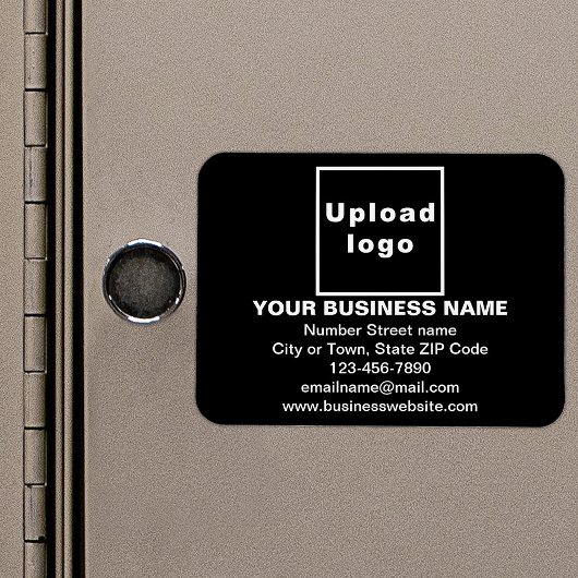 Zakelijk merk op zwarte rechthoekige flexibele mag magneet