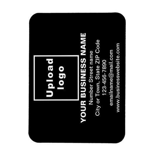 Zakelijk merk op zwarte rechthoekige flexibele mag magneet (Verticaal)