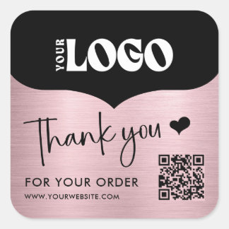 Zakelijk Metallic Roos Goud Logo QR Code Bedankt Vierkante Sticker