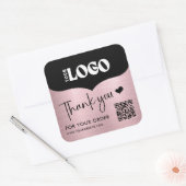 Zakelijk Metallic Roos Goud Logo QR Code Bedankt Vierkante Sticker (Envelop)