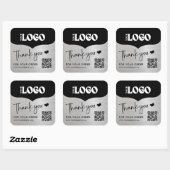 Zakelijk Metallic Silver Logo QR Code Dank u Vierkante Sticker (Vel)