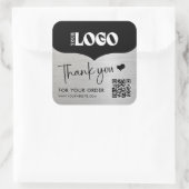 Zakelijk Metallic Silver Logo QR Code Dank u Vierkante Sticker (Tas)