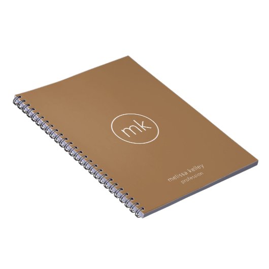 Zakelijk Minimaal Monogram Initiaal Wit & Beige Notitieboek (Rechterzijde)