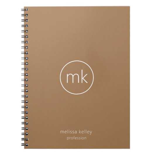 Zakelijk Minimaal Monogram Initiaal Wit & Beige Notitieboek (Voorkant)