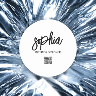 Zakelijk minimalistisch penseelscript Wit Ronde Sticker