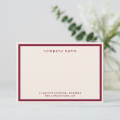 Zakelijk Modern Burgundy Crème Bedankkaart (Staand voorkant)