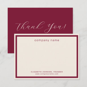 Zakelijk Modern Burgundy Crème Bedankkaart