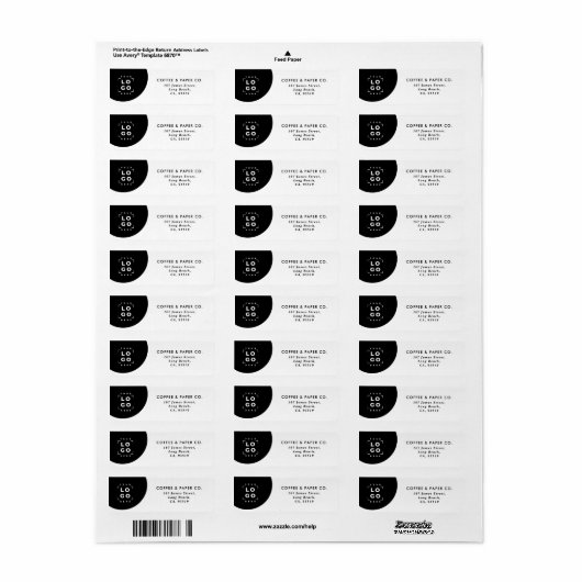 Zakelijk Modern grafisch zwart wit Etiket (Full Sheet)