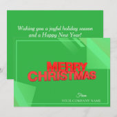 Zakelijk Modern Professioneel Kerst Groen Rood Feestdagenkaart (Voorkant / Achterkant)